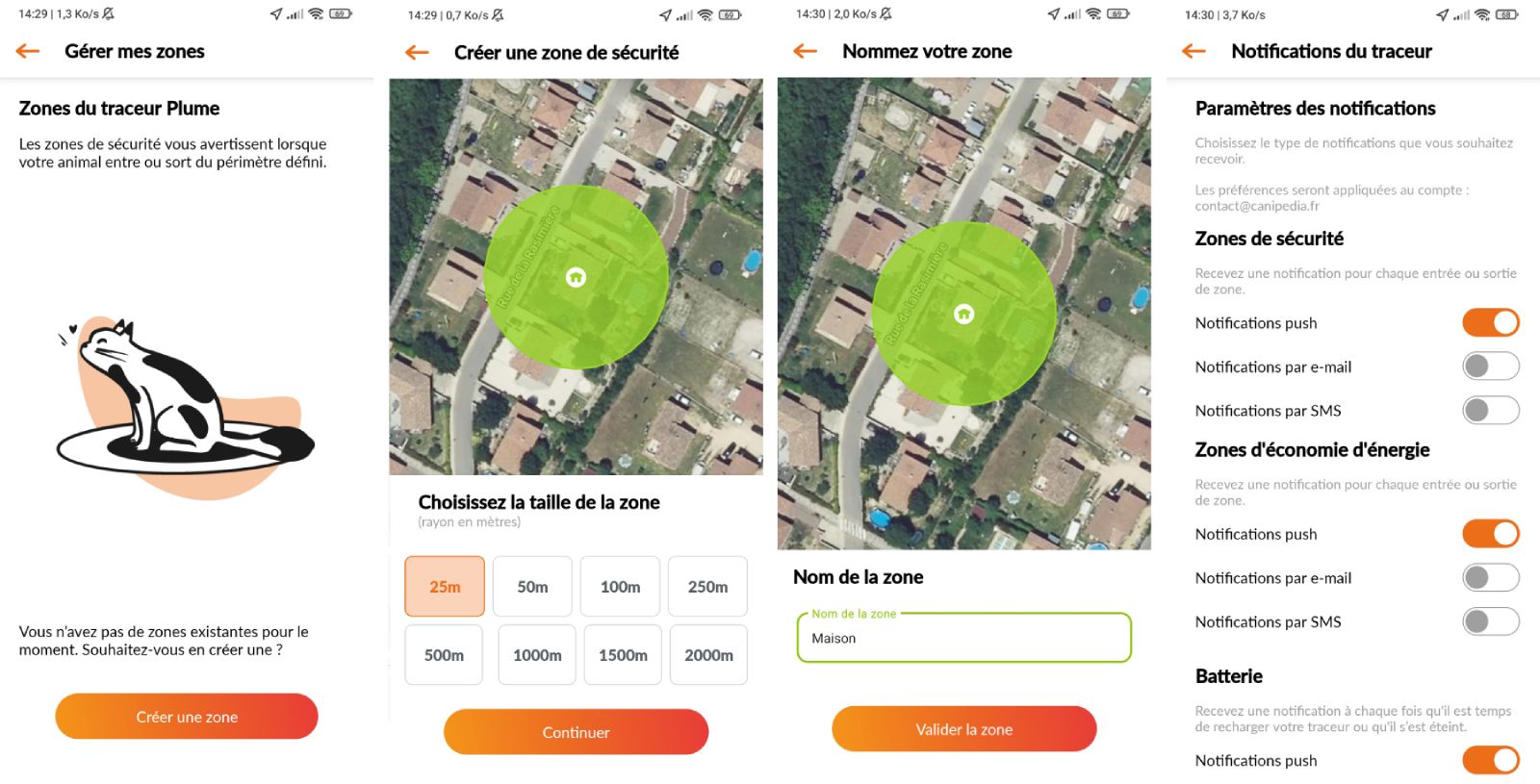 Zones de sécurité Weenect XS pour chat